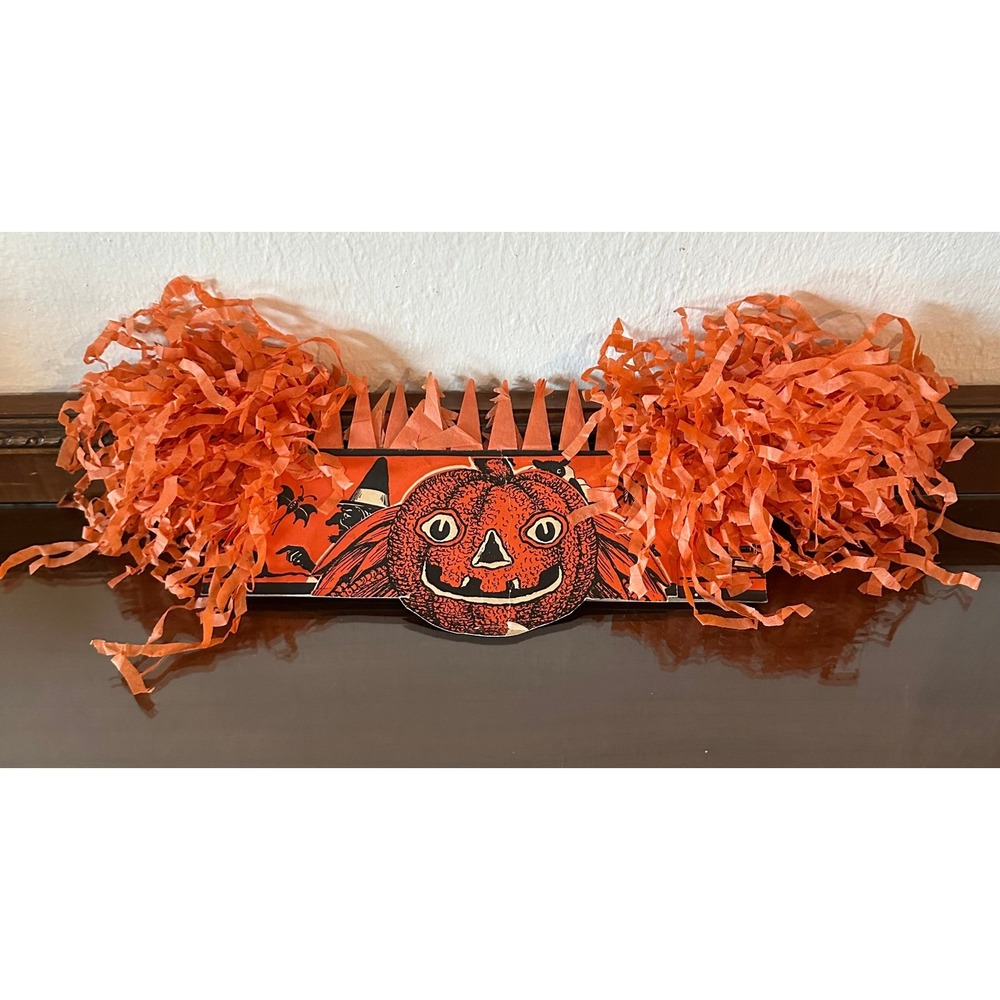 1920-1930s Vintage Halloween Hat w/ Crepe Paper Beistle Decoration Ephemera
